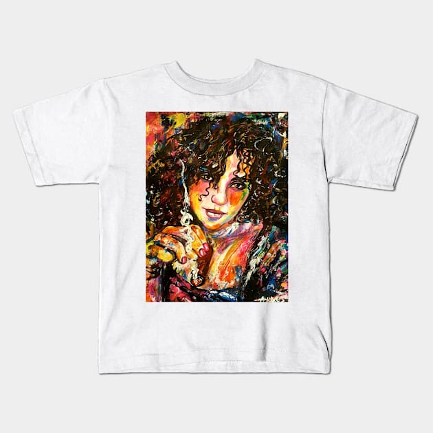 Smoking lady 77 Kids T-Shirt by amoxes